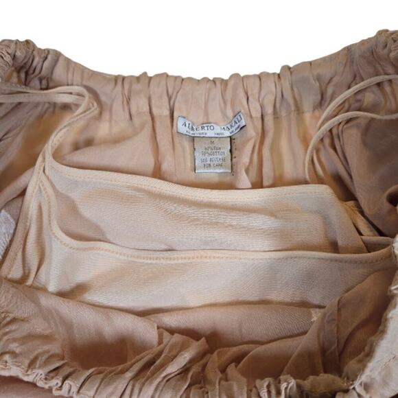 Alberto Makali Embroidered Silk Top Size Medium Tan Coquette Feminine Boho Fairy - Picture 6 of 12